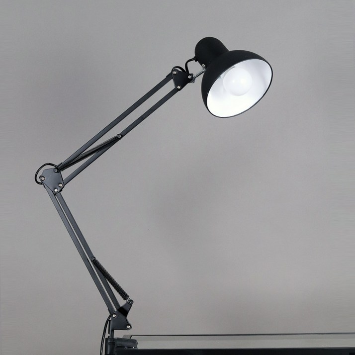 집게형 클램프 스탠드 북라이트 제도등 조명 관절이 자유로운 책상스탠드조명, 블랙