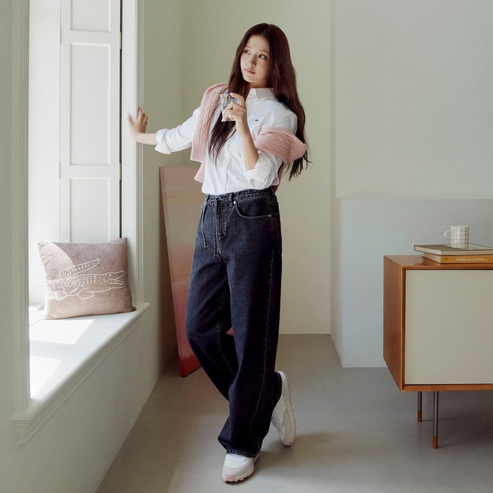 라코스테 공식 여성 와이드 데님팬츠 HF244855N 6NM