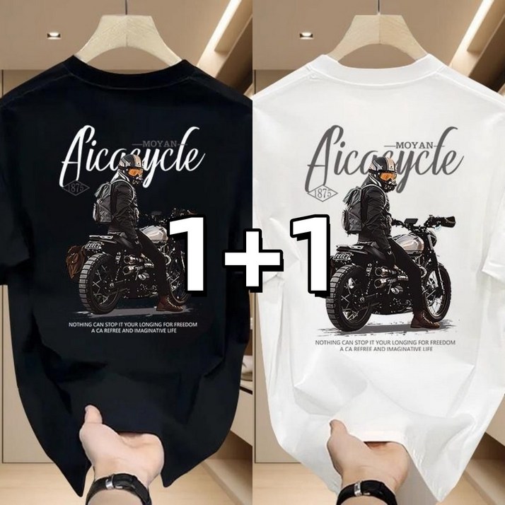 11 남자 반팔티 프린팅 빅사이즈 라운드넥 오버핏 반팔 데일리 캐주얼 면티 여름 반팔티셔츠 6그래픽 남자 상의 프린팅 2P