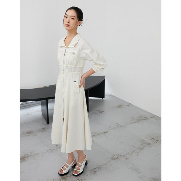 에고이스트 셔링 포인트 롱 플레어 점퍼형 원피스 EQ2WO463