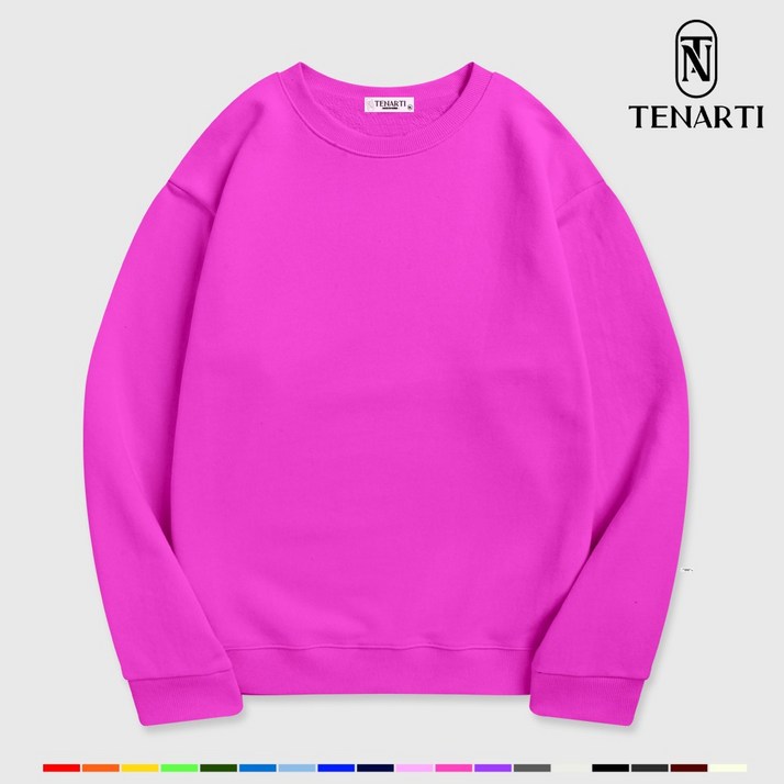 테너티 프리미엄 남녀공용 데일리 특양면 무지 맨투맨 빅사이즈 커플티 가족티 18컬러