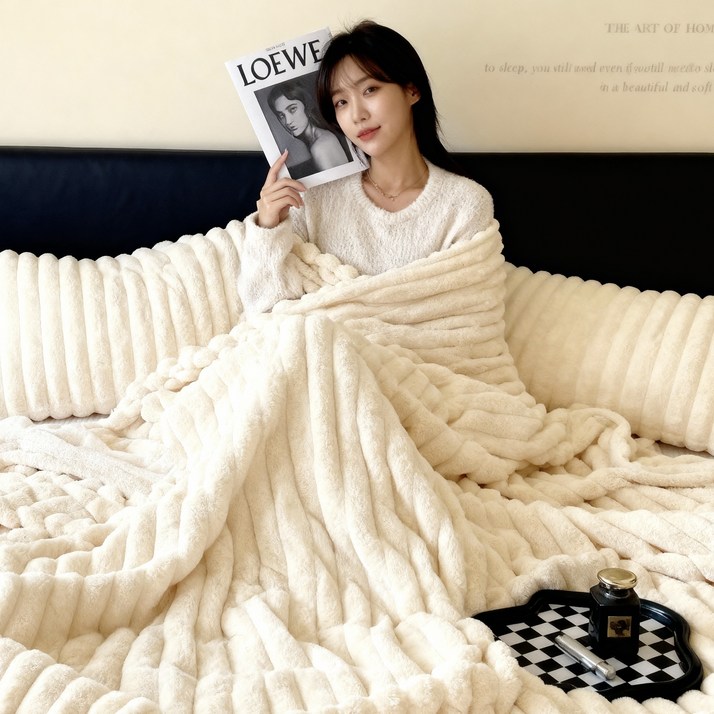 리베흐 극세사 프리미엄 밍크 극세사 담요 겨울 캠핑용 양면 블랭킷