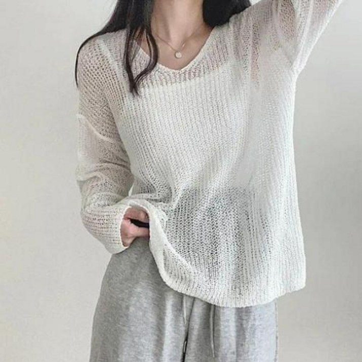 솜사탕여리핏 브이넥니트