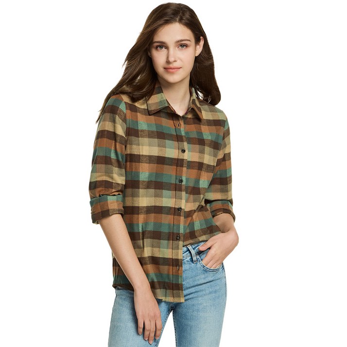 CQR 여성 플란넬 체크 면남방 셔츠 CQWOF003