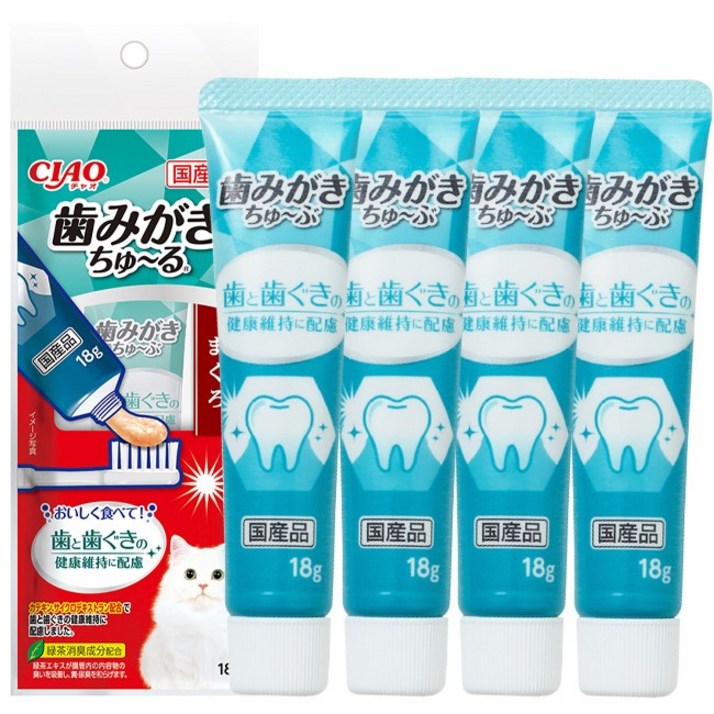 이나바 챠오 덴탈케어 고양이 츄르치약, 4개, 18g