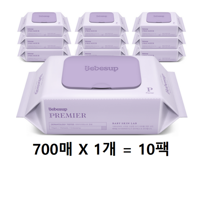 베베숲 프리미어 물티슈 캡형 70평량, 70g, 70개입, 10개