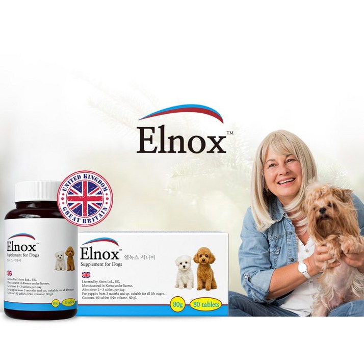 엘녹스 강아지 종합영양제 시니어 노령견 건강 올인원 80정