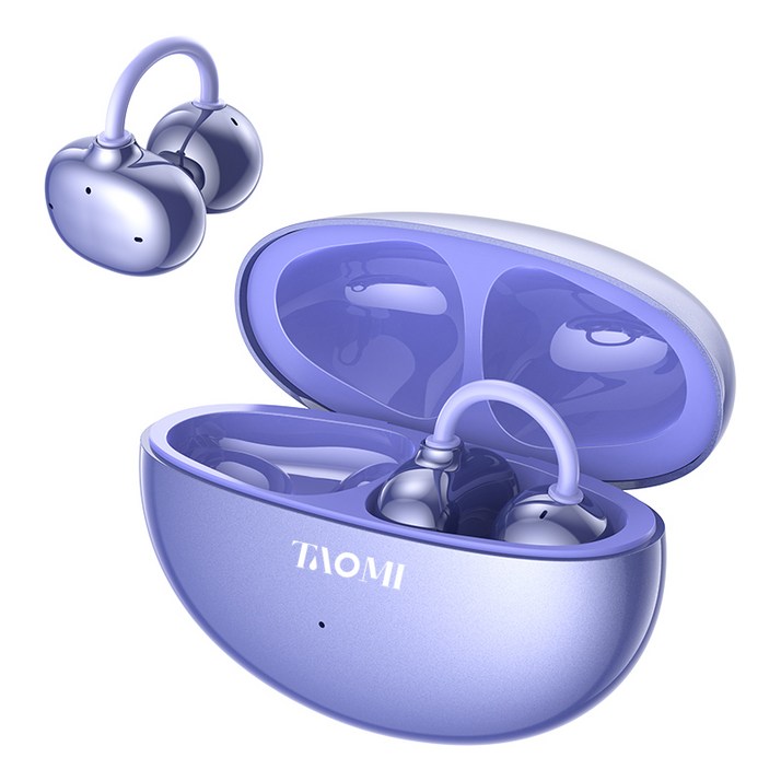 타오미 무선 V6.0 오픈형 블루투스 이어폰 귀걸이형, TM-Clip 26, 퍼플