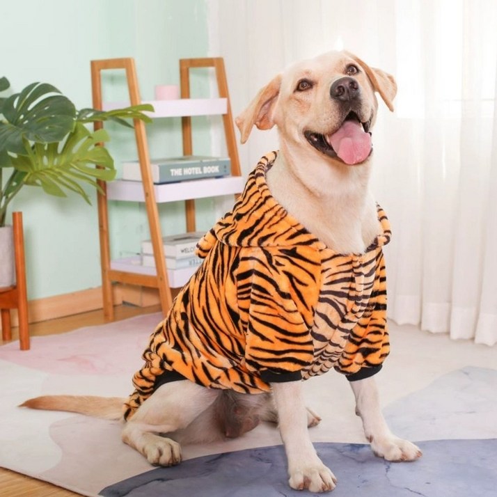 리트리버겨울옷 호피무늬 겨울 의류 기모 후드 진돗개