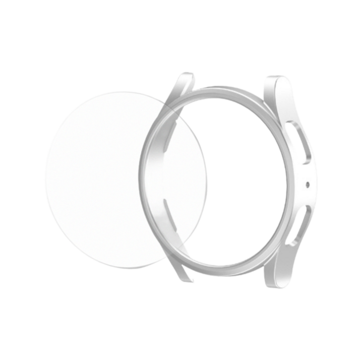 갤럭시워치 6 5 4 클래식 프로 범퍼 케이스 하프 프레임 액정보호 필름 투명케이스 40 44 43 47 42 46mm, 실버