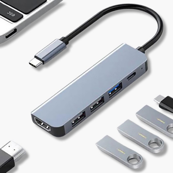 디지털케미 5포트 C타입 맥북 삼성 덱스 미러링 멀티포트 USB 허브 DCHH301