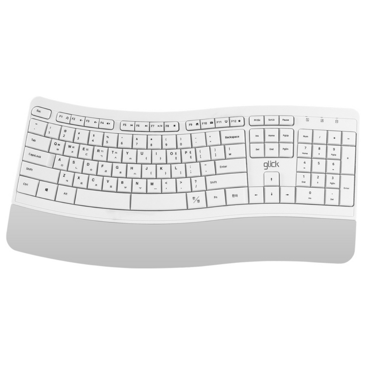 지클릭커 오피스프로 에르고M 인체공학 무선 키보드 EK100, 화이트