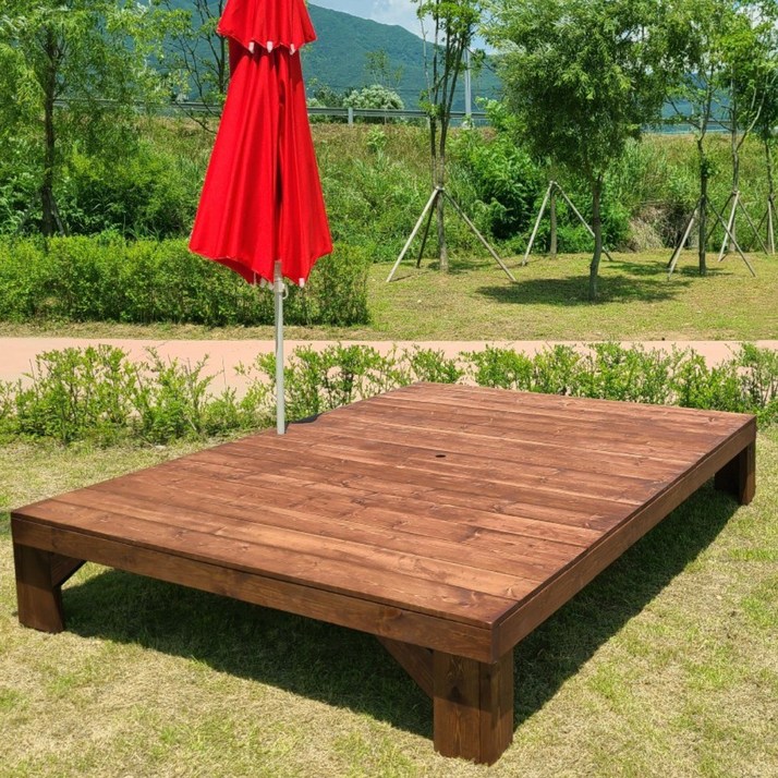 미엔우드 야외 원목 평상 실내 원목 테이블 데크 정자 DIY 조립식 무도색 595×595, 무도색