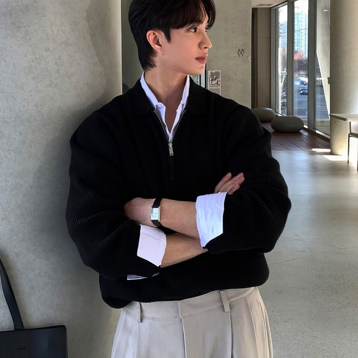 남자 스웨터 부드러운 고퀄리티 데일리 가디건 반집업 폴라 맨투맨 스판 니트
