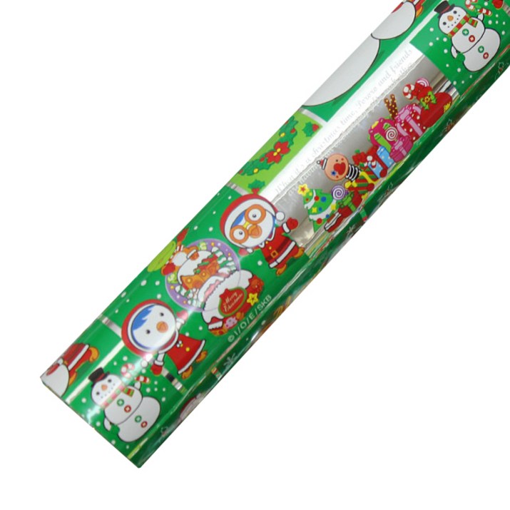 포포팬시 뽀로로 크리스마스 포장지, 녹색, 1개
