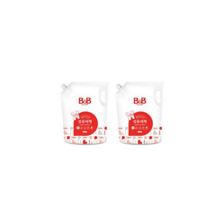 비앤비 유아 섬유 세제 리필형 1800ml X 2개, 1.8L 비앤비 유아 섬유 세제 리필형 1800ml X 2개, 1.8L