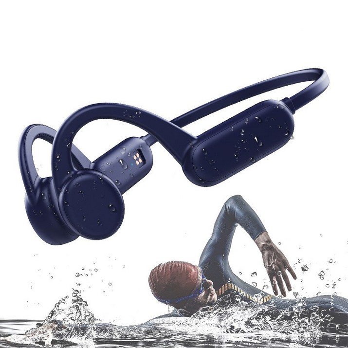방수블루투스이어폰 골전도 블루투스 이어폰 스포츠 방수수영 고음질이이폰, 블루, 32G
