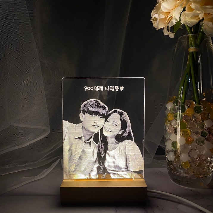 자체제작 아크릴무드등 결혼기념일 커플 부모님선물 led사진 각인조명 취침 센스 얼굴 포토 1504392755