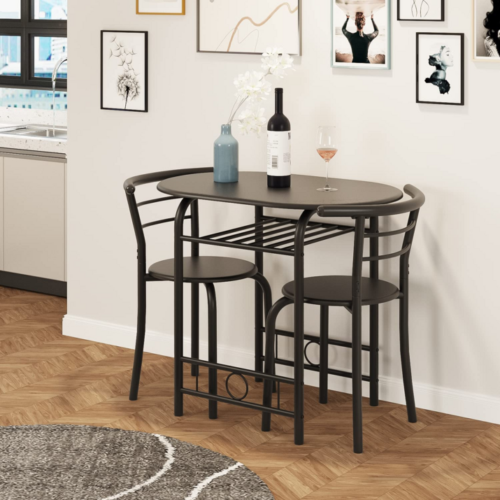 Homall 2인용 커플 식탁 세트 의자2개+테이블1개입 직접조립, 블랙 7183388587