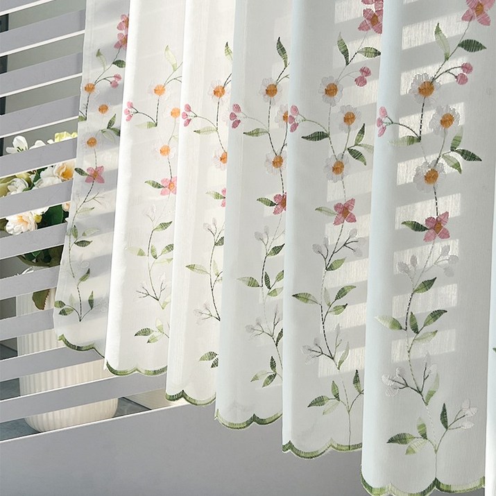 5종자수 바란스커튼 주방가리개커튼