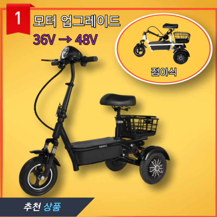 삼발이 삼륜 세발 전동차 전기스쿠터, 블랙