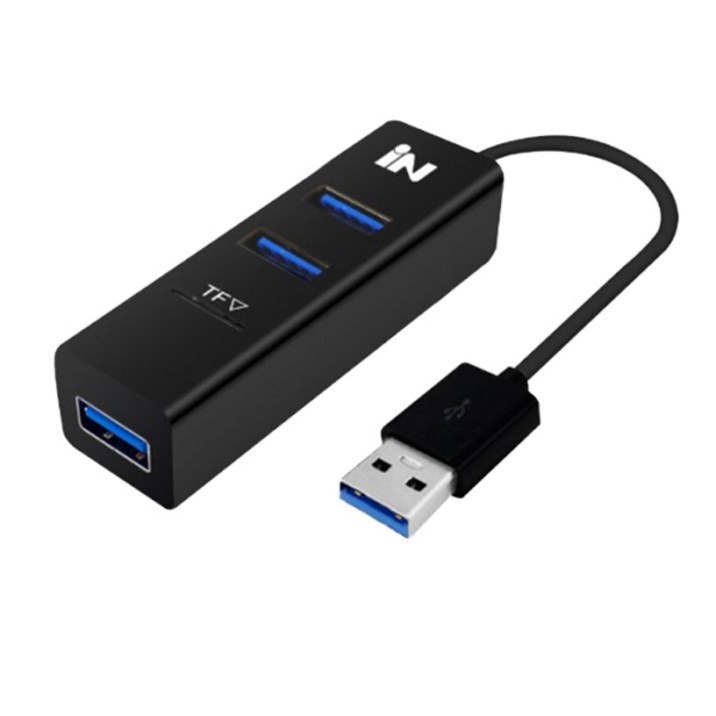인네트워크 USB2.0 3포트 TF MicroSD 카드 겸용 허브 블랙 INU3TFBK
