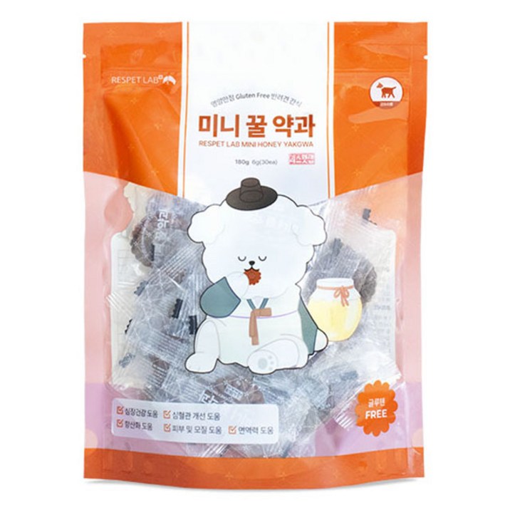 리스펫랩 미니꿀약과 트릿, 면역력 강화, 180g, 1개 리스펫랩 미니꿀약과 트릿, 면역력 강화, 180g, 1개