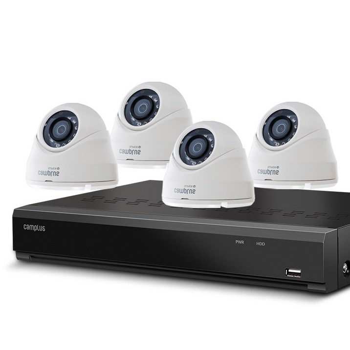 캠플러스 200만화소 돔 CCTV 카메라 실내용 4p + 4채널 녹화기 세트 6145020667