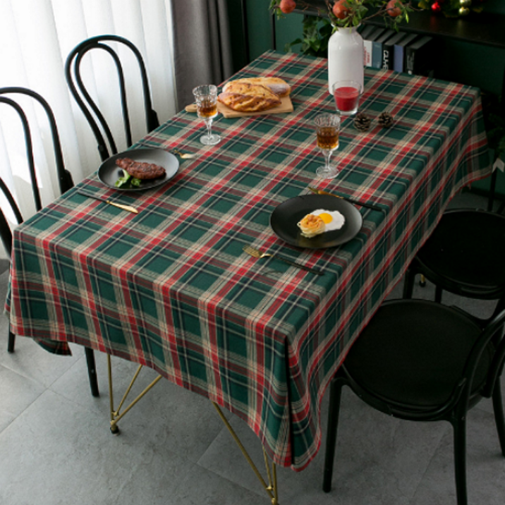 피제닉 크리스마스 식탁보 4인, 체크무늬, 4인(140*180cm)