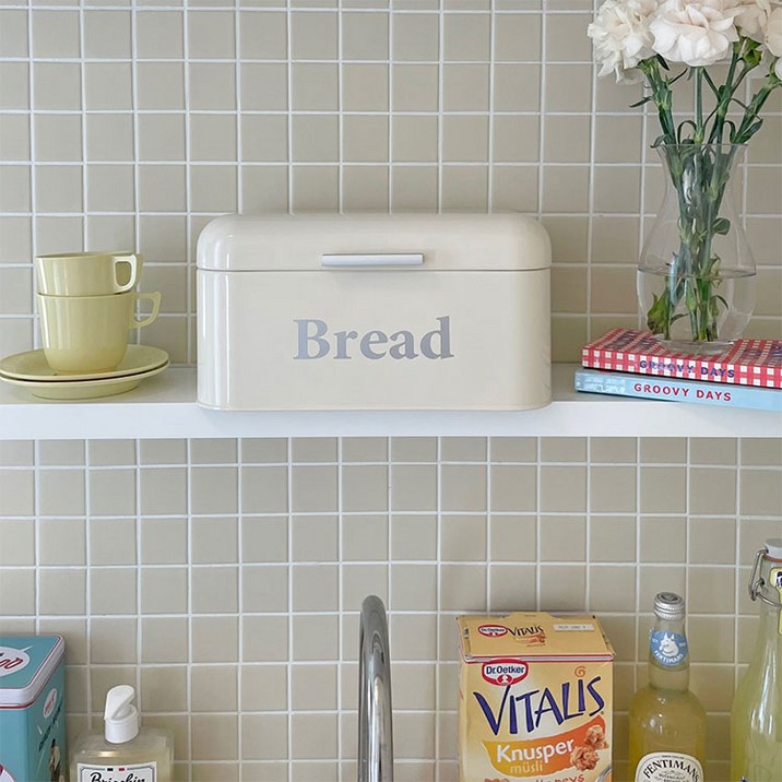 요기나게 브레드박스 빵보관함 틴케이스 영양제정리함, 1개, 아이보리