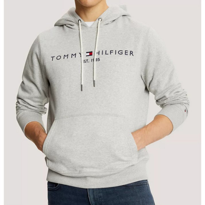 타미힐피거 남성 Tommy 로고 후드티 Grey Htr