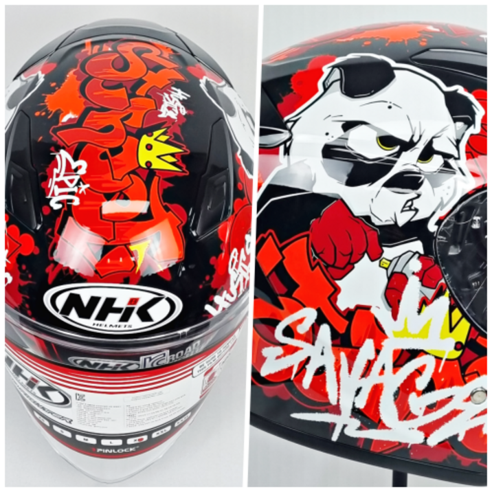 NHK S1 뮤랄 블랙 레드 판다 오토바이헬멧 오픈페이스 바이크 스쿠터 하이바