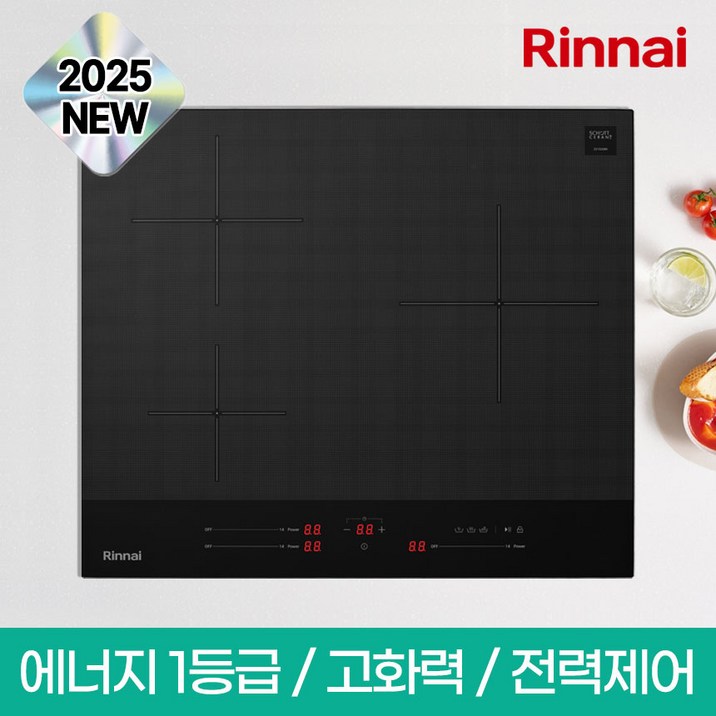 25년 신제품 린나이 1등급 3구 인덕션 전기레인지 전기렌지 IHM16BS 빌트인프리스탠딩