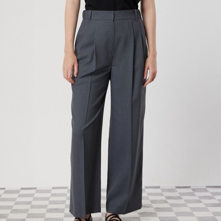 [AK플라자] [씨씨콜렉트] 백밴딩 투턱 와이드 팬츠_C252MSA033