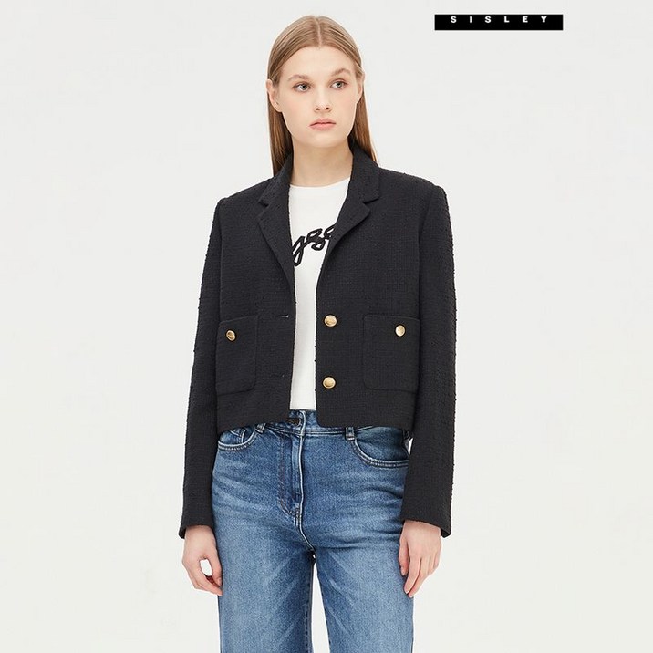 시슬리 허쉬 트위드 카라 자켓 SAJK35431