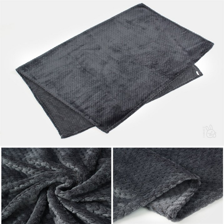 롱스팜 도톰한 극세사 중형 (그레이) 차량담요