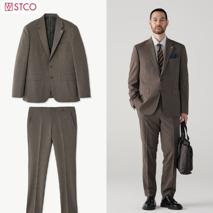 무료배송 초특가할인 STCO 에스티코 남성여름정장 내가찾던 클래식핏 끈적함없는 쿨맥스소재 출근룩 결혼식하객룩 경조사용 스판소재 솔리드 카키정장 수트 세트