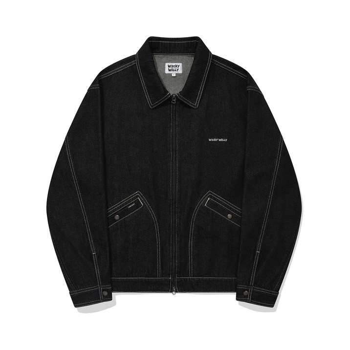 와키윌리 남녀공용 데님 트러커 자켓 블랙 MG2403JK12