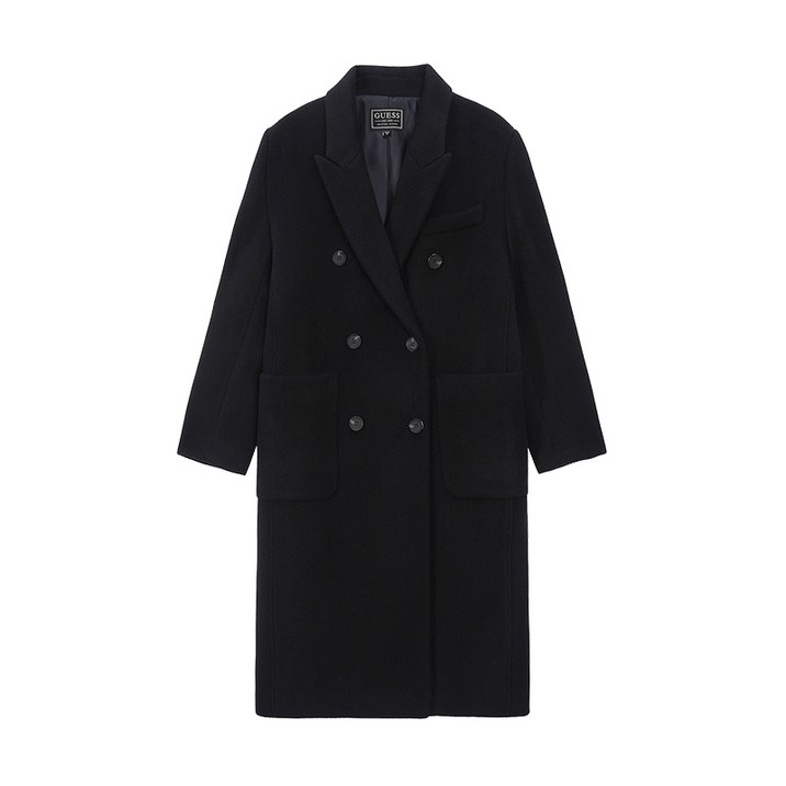 게스 여성 자켓 더블 브레스티드 롱코트 다크네이비 YN4W7857 D