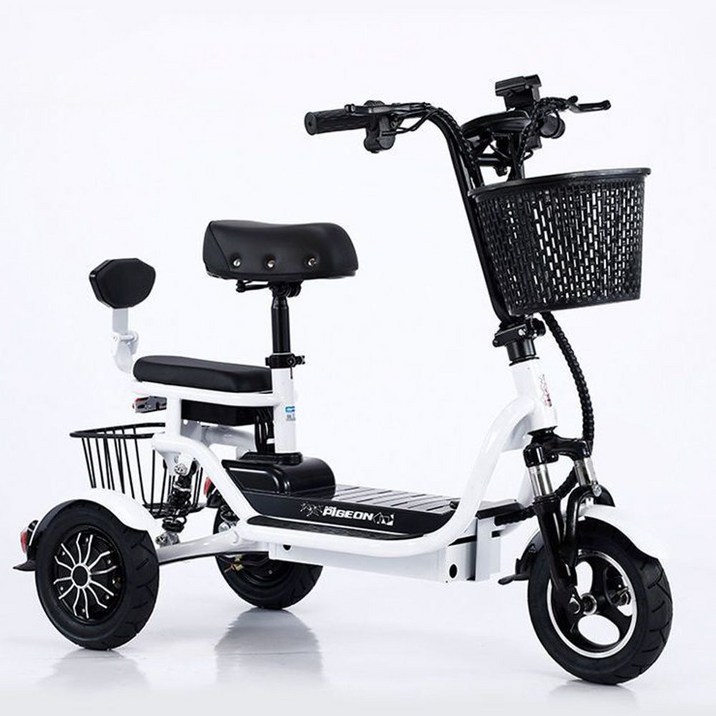 접이식 전기 자전거 화이트 세발 2인승 전동 자전거 30KM