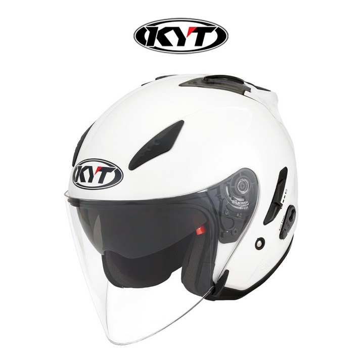 KYT 오픈페이스 헬멧 갤럭시 플랫 알 유광 화이트 플레인 단색 입문 오토바이 KC 인증