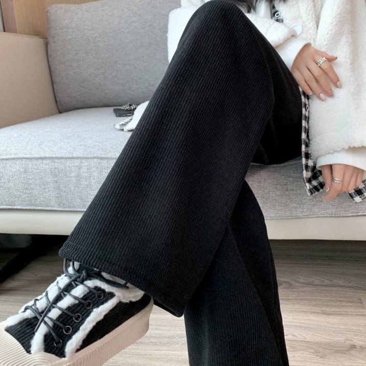 허블리 여성 겨울 와이드 밴딩팬츠 안감 기모 바지