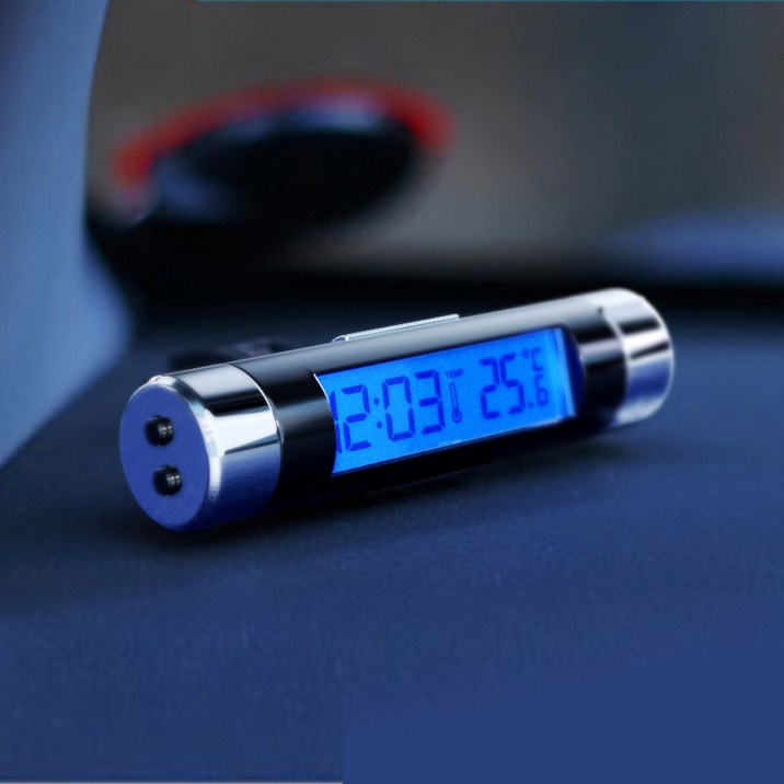 블루 LCD 디지털 시계 온도표시 시간표시 차량용 슬림타입