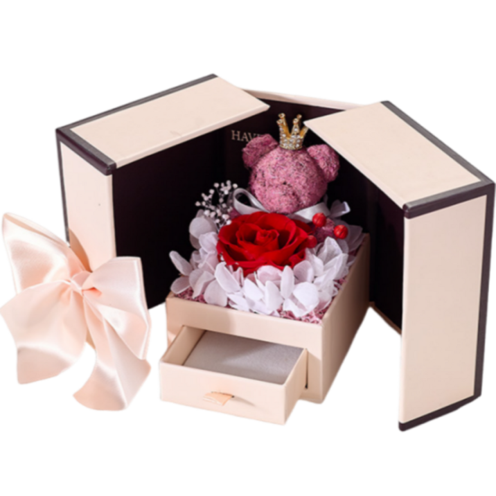 오로라 조화 선물상자 플라워 리본케이스, 1개, 레드
