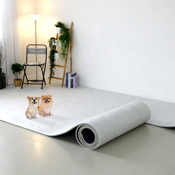 롤마루 미끄럼방지 강아지 논슬립 롤매트 Plus, 15mm, 마블화이트