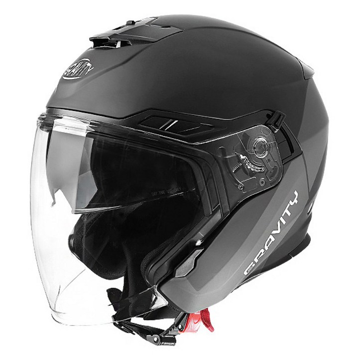 그라비티 G11 PLUS  오토바이 오픈페이스 경량 헬멧  이너바이저 탈착형 내피, 블랙그레이