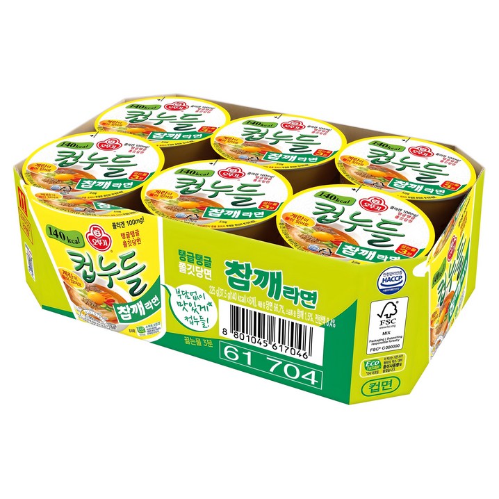 오뚜기 컵누들 참깨라면 37.5g, 6개 오뚜기 컵누들 참깨라면 37.5g, 6개