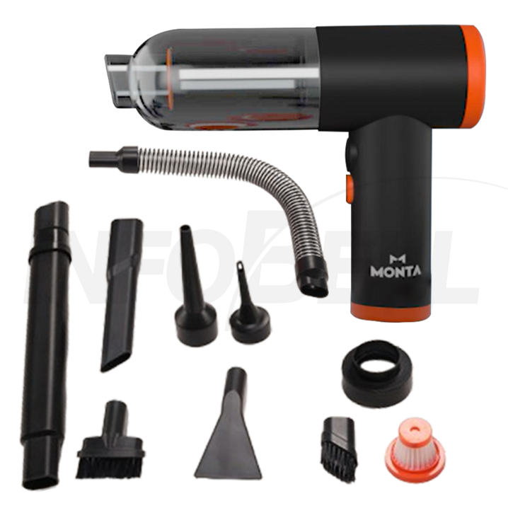 TV홈쇼핑정품 인포벨독일 몬타 토네이도팡팡 무선 차량 미니 청소기 휴대용 소형 에어건 LED 송풍기 노즐 틈새