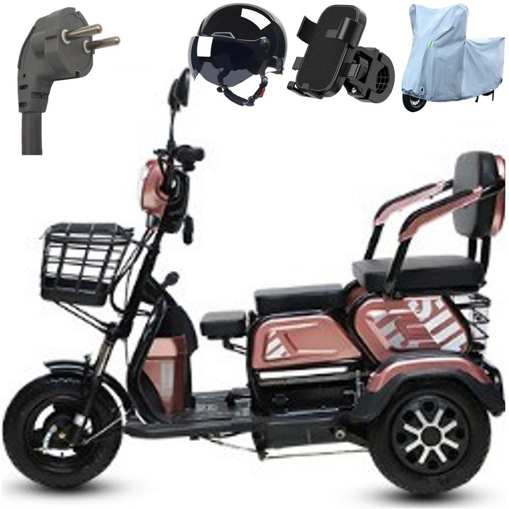 테크앤유 삼륜 노인전동차 리튬배터리 48V 25Ah100km주행, 핑크, 25Ah100km주행