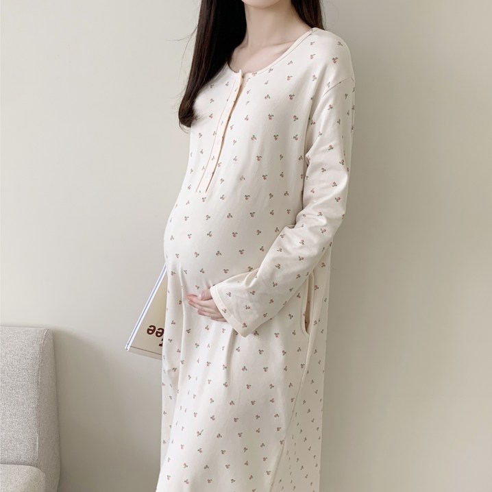 루시드라잇 애즈벨 플라워 임산부잠옷 수유 원피스 임부복